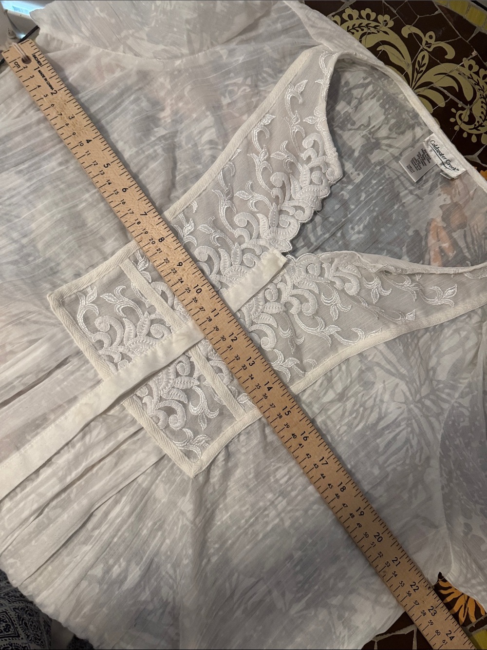 COLDWATER CREEK White Lace Yoke Front Tunic top Sz: XL - Picture 8 of 8
